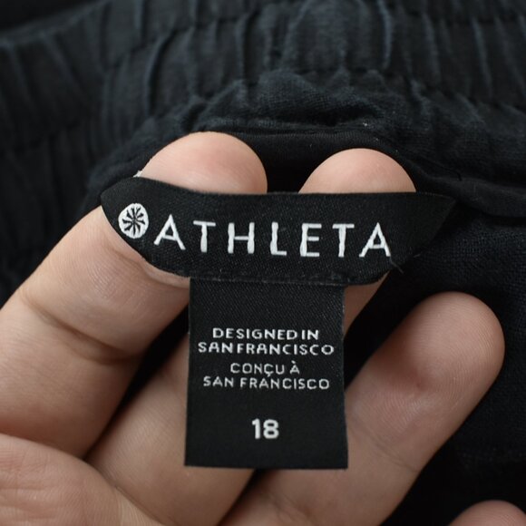 Athleta Women's Pants Cabo Linen Jogger Black Drawstring Cuffs Pockets - Picture 8 of 10